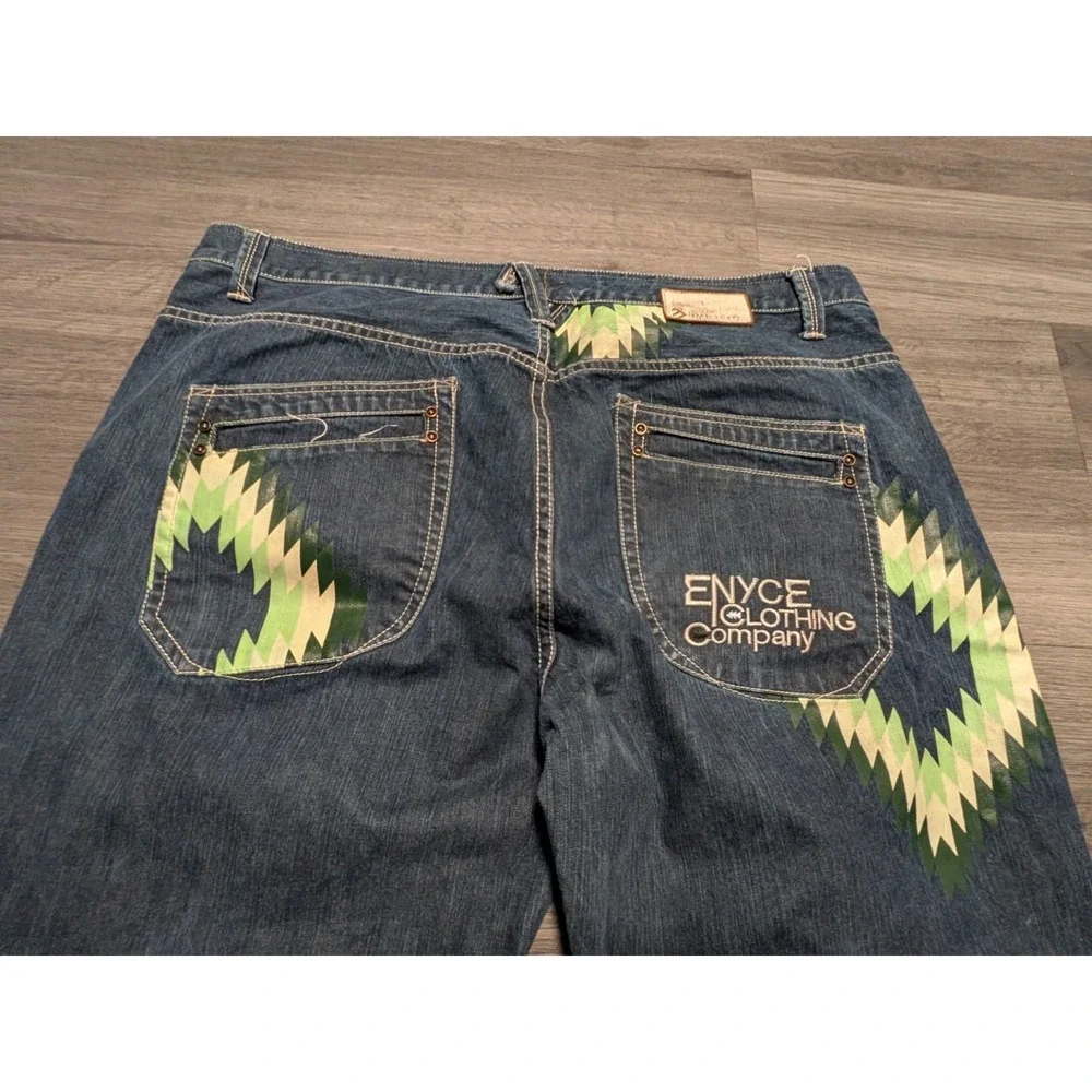 Vintage Enyce Men's Baggy Hip Hop Grunge Wide Leg Dark‎ Wash Denim Size 42x32.5